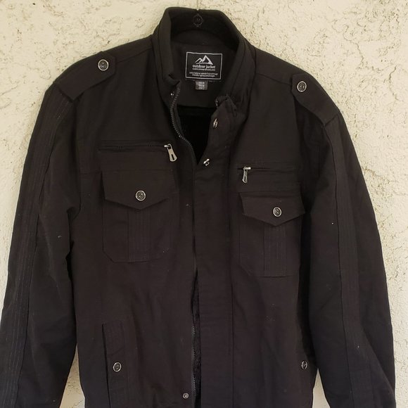 CRYSULLY Men's Bomber Jacket, Black, Large - Picture 1 of 5
